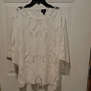 Worthington White Patterned Women's Blouse